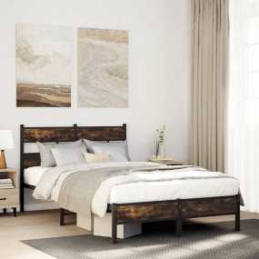 Bed Frame Sonoma Oak Steel, Engineered Wood Small Doubl...