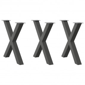 Dining Table Leg Set of 3 Anthracite Steel Standard Lev...