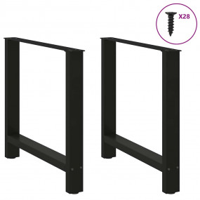 Coffee Table Leg Set of 2 Black Powder-Coated Steel