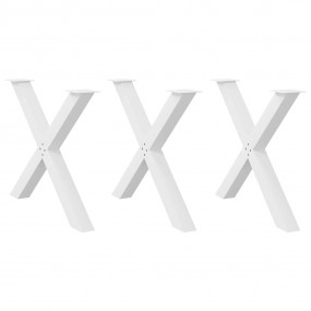 Dining Table Leg Set of 3 White Powder-Coated Steel 35....