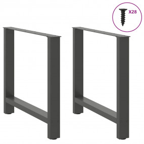 Coffee Table Leg Set of 2 Anthracite Powder-Coated Stee...