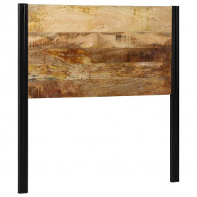 Headboard Natural wood and black iron Solid mango wood