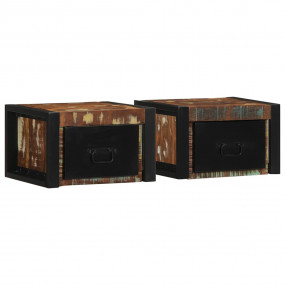 Bedside Cabinet Set of 2 Multicolor Solid reclaimed woo...