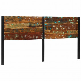 Headboard Mixed wood tones and black Solid reclaimed wo...