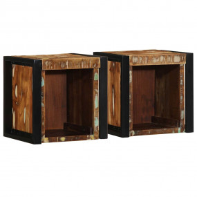 Bedside Cabinet Set of 2 Mixed Colors Solid reclaimed w...