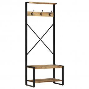 Clothes Rack Natural Wood Solid Mango Wood Large Clothe...