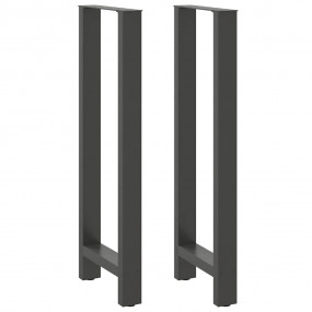 Coffee Table Leg Set of 2 Anthracite Powder-Coated Stee...