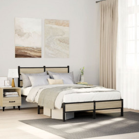Bed Frame Sonoma oak Steel, engineered wood Small Doubl...