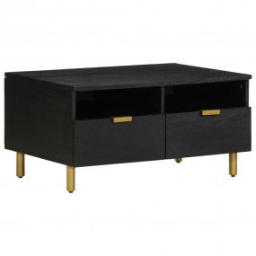 Coffee Table Black Engineered Wood Compact Rectangular ...