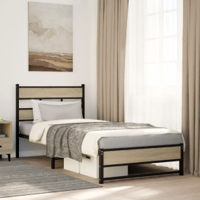 Bed Frame Sonoma oak Steel Single Bed Frame Rectangular