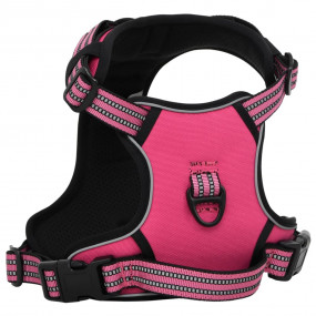 Dog Harness Pink Polyester M Adjustable Armrests Dog Ha...
