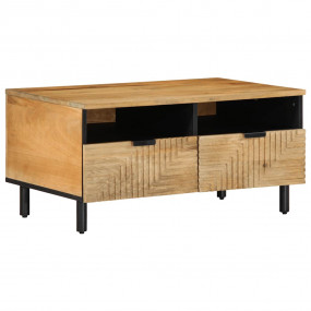 Coffee Table Brown Solid Mango Wood, Metal Medium Coffe...