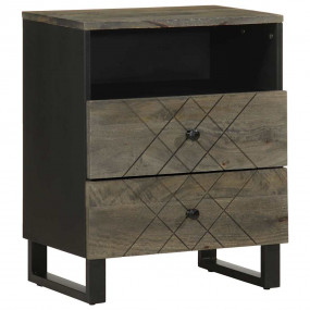 Bedside Cabinet Black Solid mango wood, engineered wood...