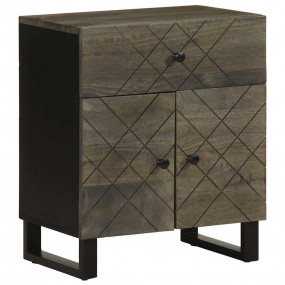 Bedside Cabinet Black Solid Mango Wood 19.7x13.0x23.6 i...