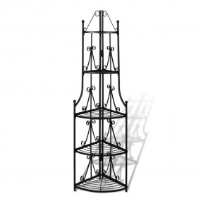 Plant Stand Black Steel Large Height-Adjustable Shelves