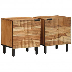Bedside Cabinet Set of 2 Acacia