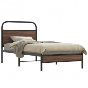 Bed Frame Brown Oak Steel Single Bed Frame Rectangular