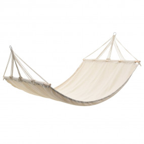 Hammock Cream Cotton and Polyester Blend with Wooden Ba...