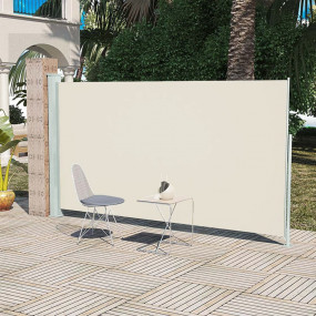 Side Awning Cream Polyester (Screen), Steel (Stand) 63x...