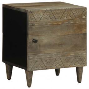 Bedside Cabinet Light Gray Solid Mango Wood Medium