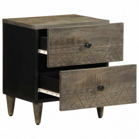 Bedside Cabinet Set of 2 Light Grey Solid Mango Wood