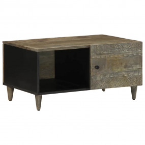 Coffee Table Light Gray Solid mango wood, engineered wo...