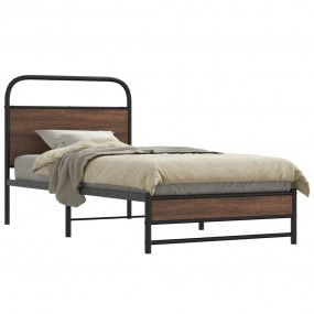 Bed Frame Brown oak Steel, engineered wood Twin Durable