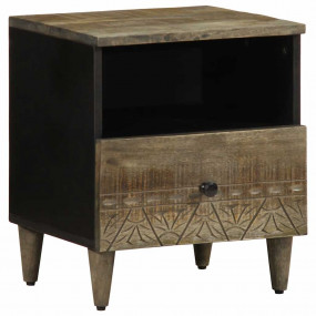 Bedside Cabinet Light Grey Solid Mango Wood Medium