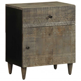 Bedside Cabinet Light Gray Solid Mango Wood Medium