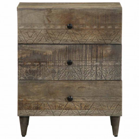 Bedside Cabinet Light grey Solid mango wood, Engineered...