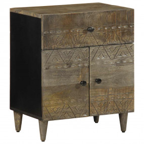 Bedside Cabinet Light Grey Solid Mango Wood Medium