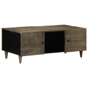 Coffee Table Light Grey Solid Mango Wood, Engineered Wo...