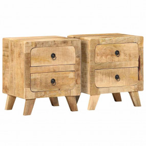 Bedside Cabinet Set of 2 Mango wood Solid rough mango w...