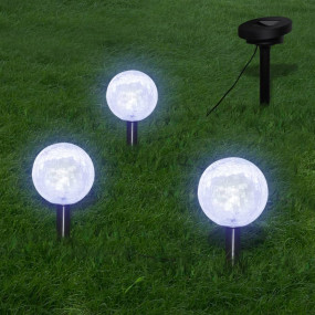 Garden Light Set of 3 Cool White Plastic Small Solar