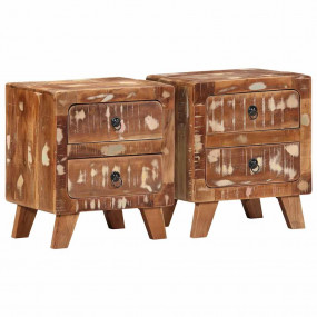 Bedside Cabinet Set of 2 Varied brown hues Solid reclai...