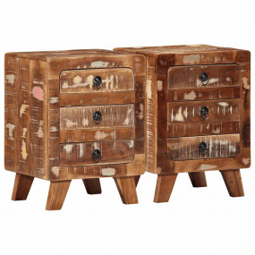 Bedside Cabinet Set of 2 Multicolor Solid reclaimed woo...