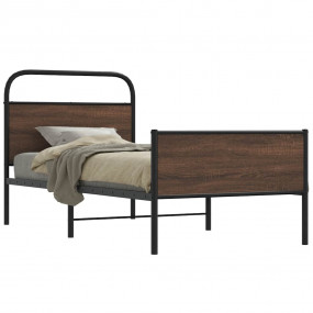 Bed Frame Brown oak Steel, Engineered wood Single Bed F...