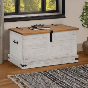 Storage Chest White Solid pine wood, metal Medium Stora...