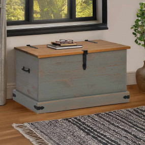 Storage Chest Grey Solid pine wood, metal Medium Storag...