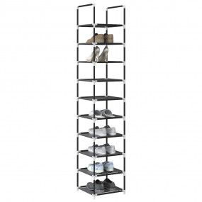 Shoe Rack Black Non-woven fabric, powder-coated steel, ...