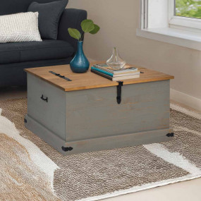 Storage Chest Grey Solid pine wood, Metal Large Storage...