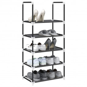 Shoe Rack Black Non-woven fabric, powder-coated steel, ...
