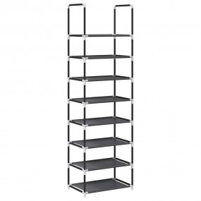 Shoe Rack Black Non-Woven Fabric, Powder-Coated Steel, ...