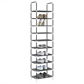 Shoe Rack Black Non-woven Fabric, Powder-Coated Steel, ...
