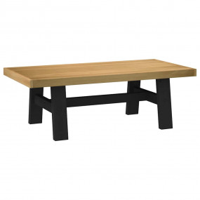 Coffee Table Natural and Black Solid Pine Wood Medium D...