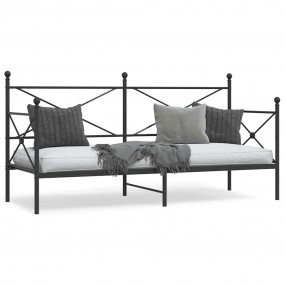 Daybed With Trundle Black Steel 35.4x79.0 in mattress s...