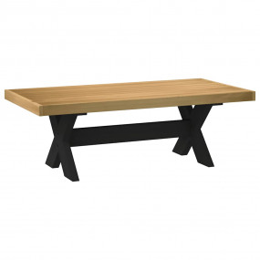 Coffee Table Natural, Black Solid Pine Wood 47.2x23.6x1...
