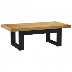 Coffee Table Natural, Black Solid Pine Wood Medium Dura...
