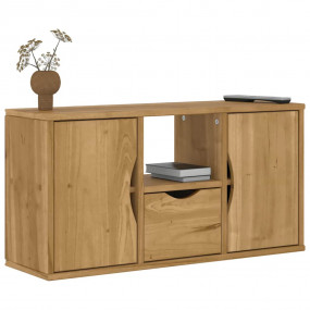 TV Cabinet Honey Pine Solid Pine Wood with Honey Wax Fi...