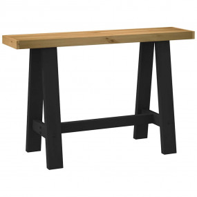Console Table Natural and Black Solid Pine Wood 47.2 in...